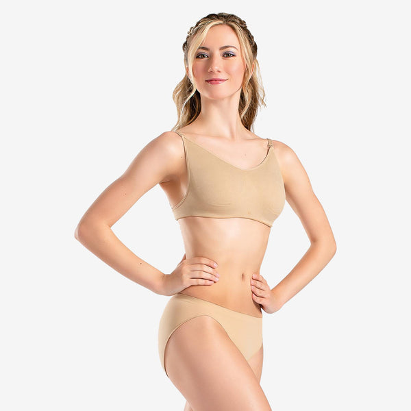 So Danca Adult Nude Cami Bra With Clear and Nude Adjustable Straps