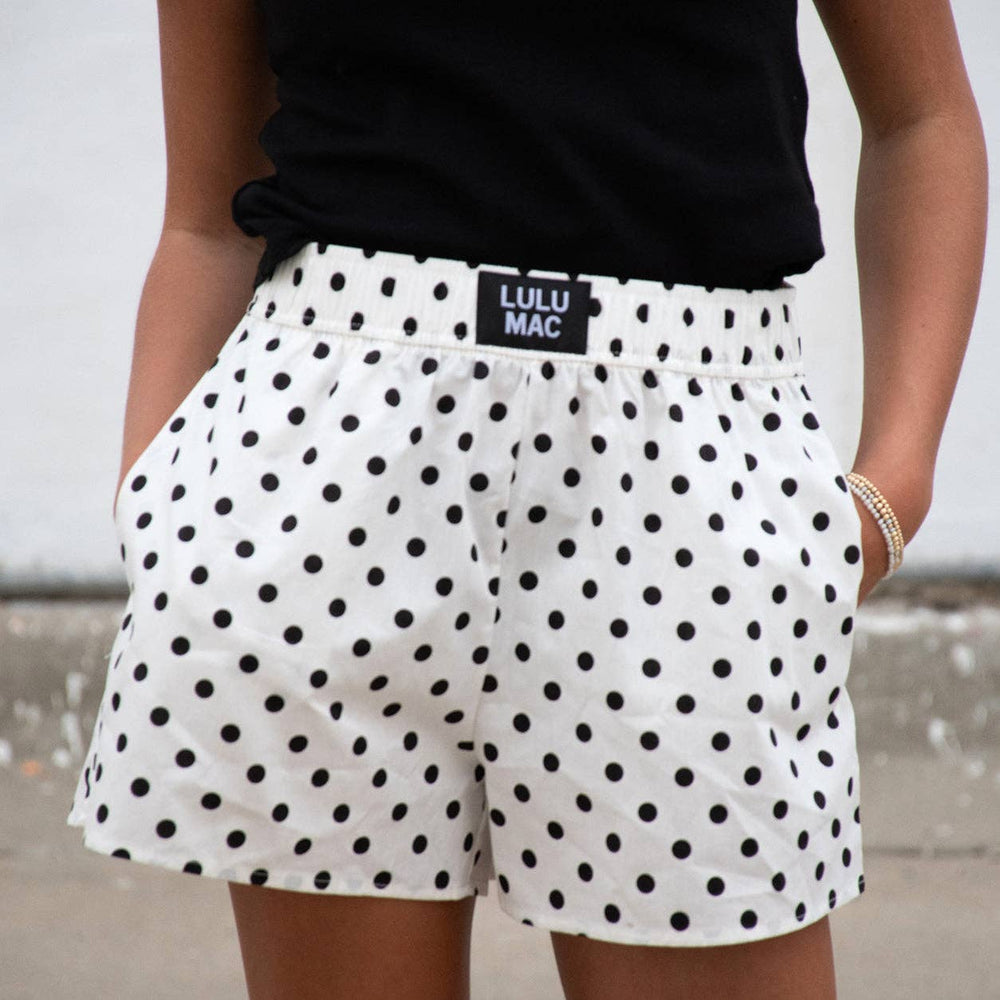 Lulu Mac White/Black Dot Adult Shorts