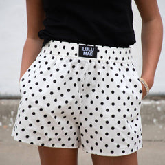 Lulu Mac White/Black Dot Adult Shorts