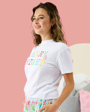 Adult Merry & Bright Christmas Short Sleeve Graphic Tee