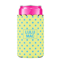 Lulu Mac 1005 Slim Can Koozie Yellow/Blue Dot