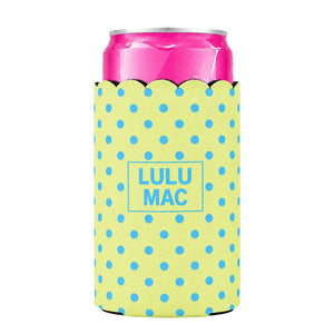 Lulu Mac 1005 Slim Can Koozie Yellow/Blue Dot