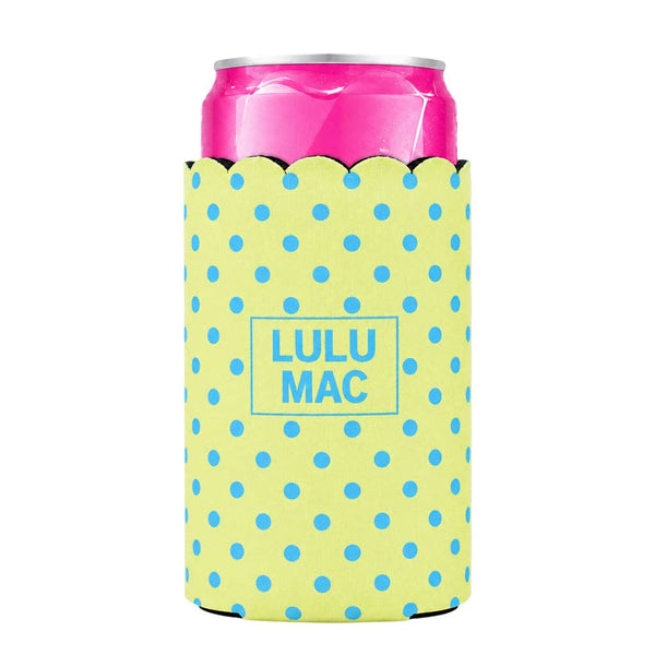 Lulu Mac 1005 Slim Can Koozie Yellow/Blue Dot