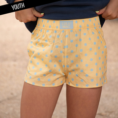 Lulu Mac Butter/Light Blue Small Polka Dot Youth Shorts