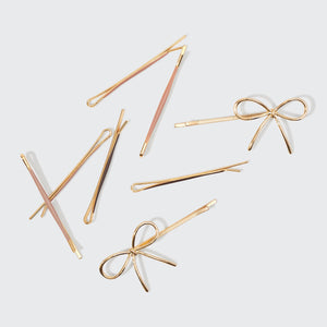 Kitsch Metal Cloud & Bow Bobby Pins 8pc Set