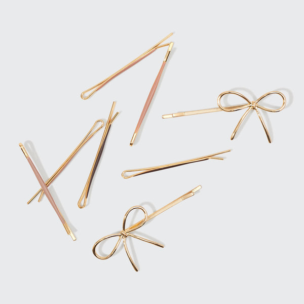 Kitsch Metal Cloud & Bow Bobby Pins 8pc Set