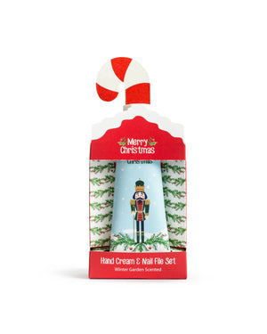Nutcracker and Holly Hand Cream and Nail File Set   Winter Garden Scented   Red/Multi   2.5x6x1.75