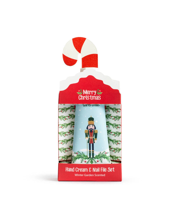 Nutcracker and Holly Hand Cream and Nail File Set   Winter Garden Scented   Red/Multi   2.5x6x1.75