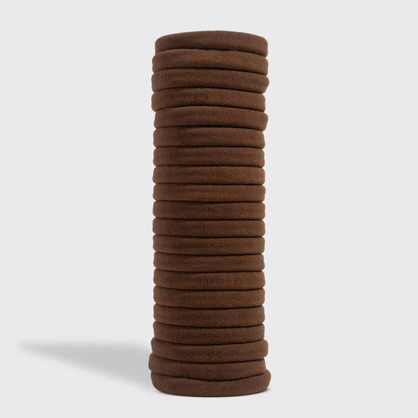 Kitsch Recycled Fabric Seamless Hair Elastics 20pc Set - Chocolate