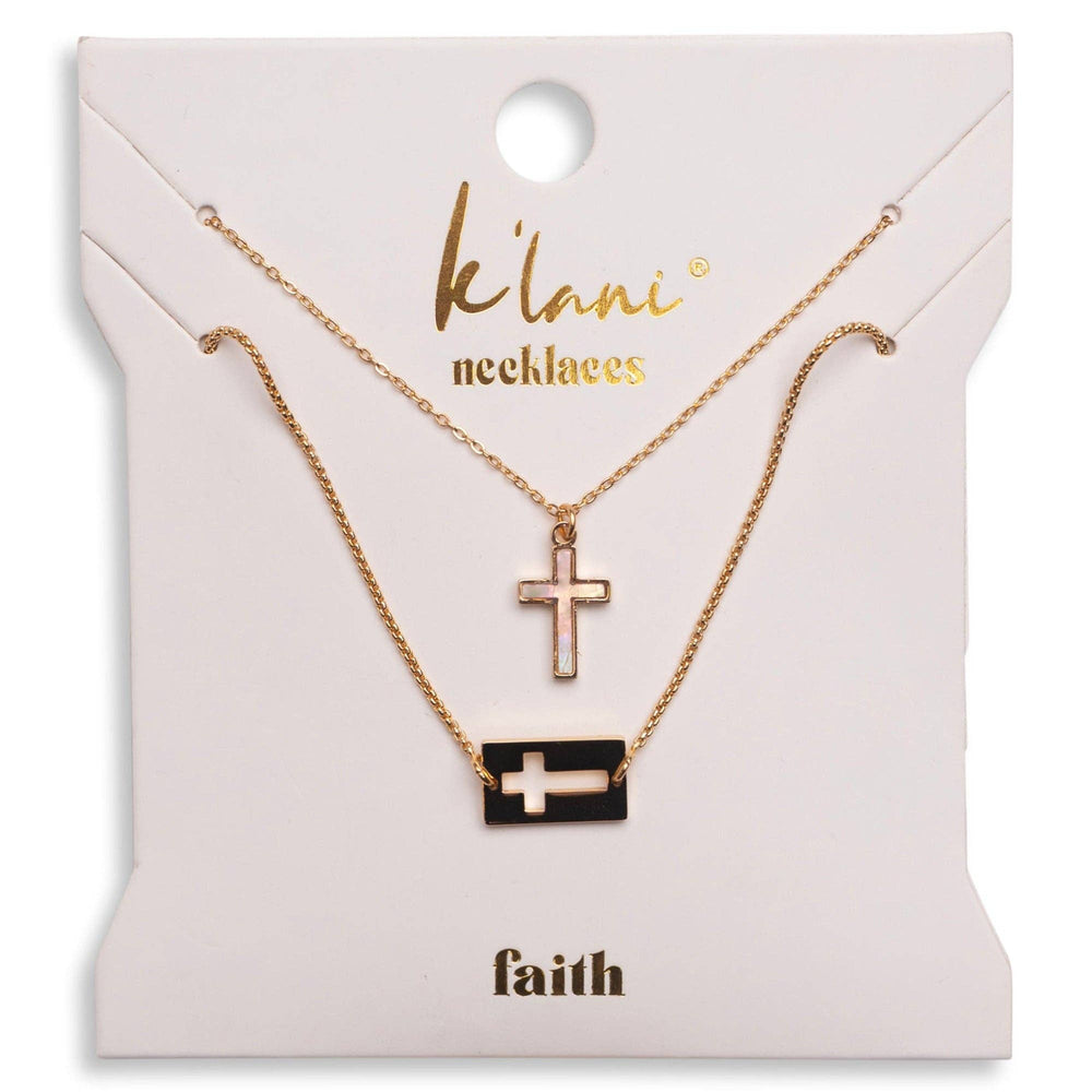 K’LANI "Faith" Necklace Set Gold Mother of Pearl
