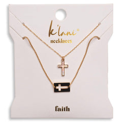 K’LANI "Faith" Necklace Set Gold Mother of Pearl