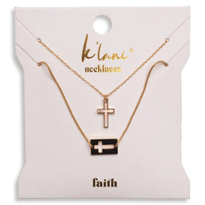 K’LANI "Faith" Necklace Set Gold Mother of Pearl