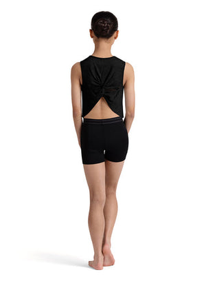 Bloch Cropped Tank w/twisted back and dancer graphic