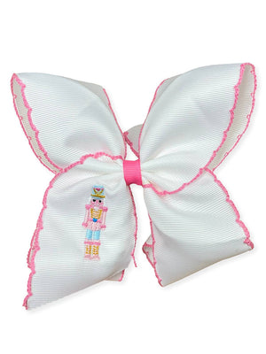 Pink Nutcracker Embroidered Moonstitch Hair Bow | Clip or Headband