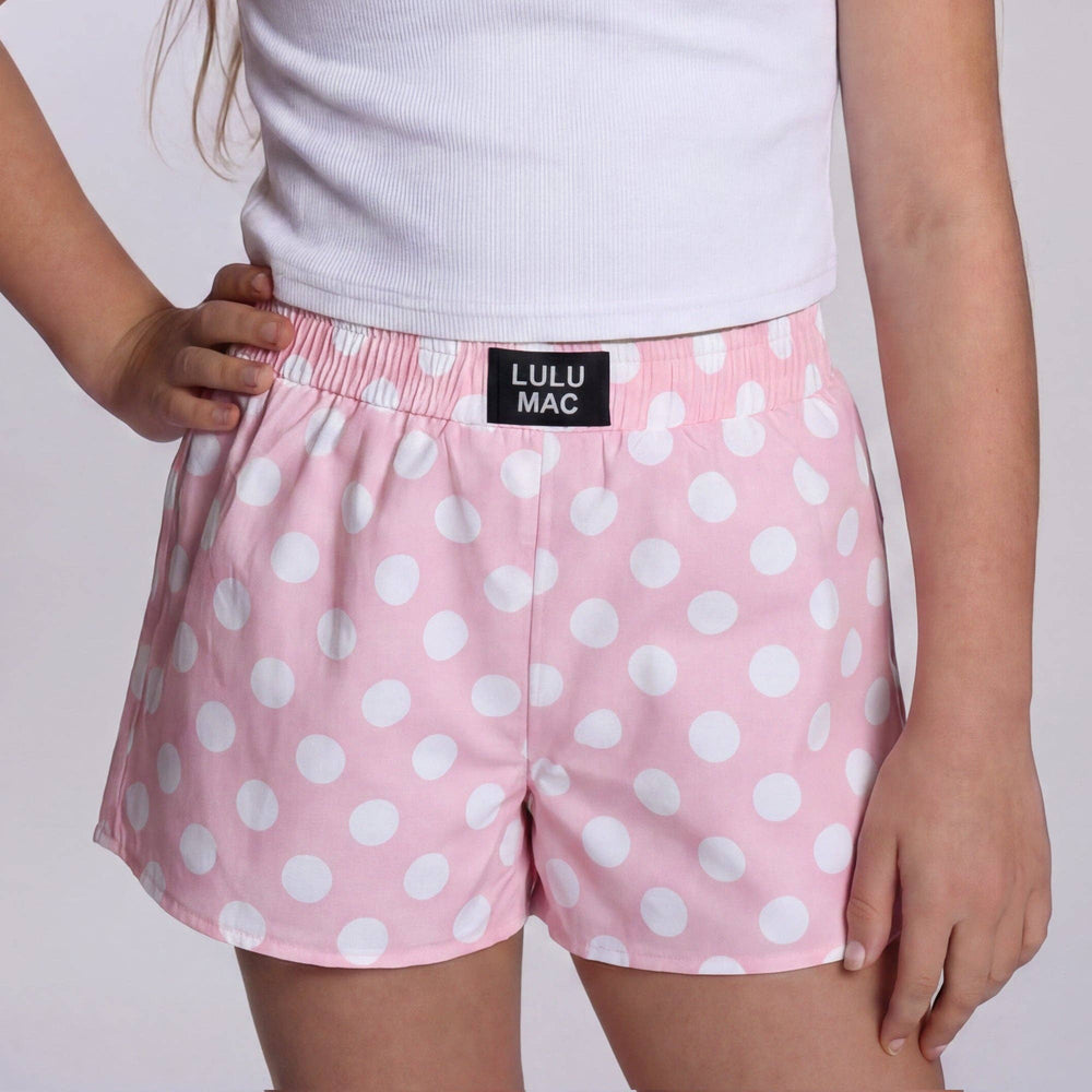 Lulu Mac Kids Light Pink Polka Dot Shorts