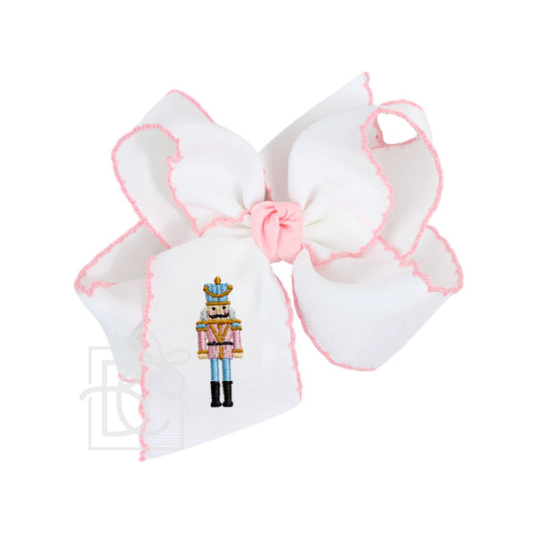 Embroidered Nutcracker Crochet Edge Hair Bow