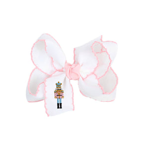 Embroidered Nutcracker Crochet Edge Hair Bow