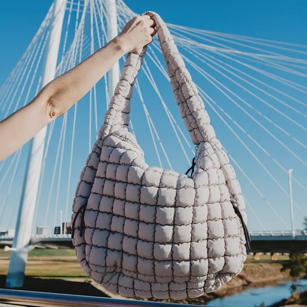KATYDID OVERSIZED QUILTED HOBO TOTE BAG