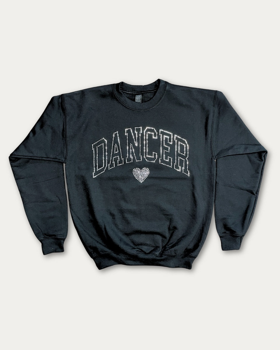 TRENDY TRENDS VARSITY DANCER CREWNECK W/RHINESTONES